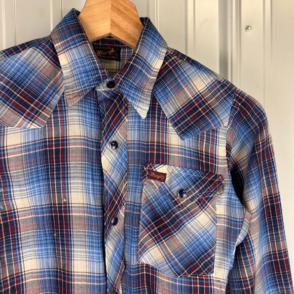 Wrangler Pearl Snap Youth Sz 10 1960s Made in USA Button Up Shirt - Picture 1 of 7
